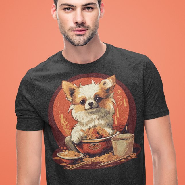 Japanese Chihuahua Eating Ramen Kawaii Anime T-Shirt (Creator Uploaded)