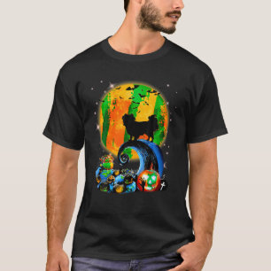 Japanese Chin And Yellow Moon Halloween Funny Dog T-Shirt