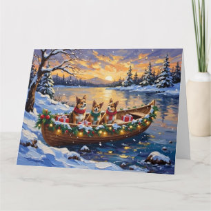 Japanese Chin Christmas Boat Holiday Card