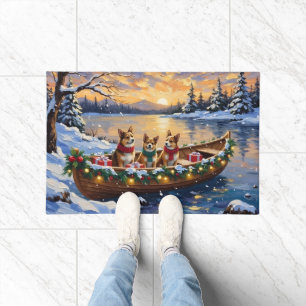 Japanese Chin Christmas Boat Holiday Doormat