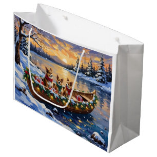 Japanese Chin Christmas Boat Holiday Large Gift Bag