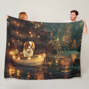 Japanese Chin Christmas Festive Voyage  Fleece Blanket