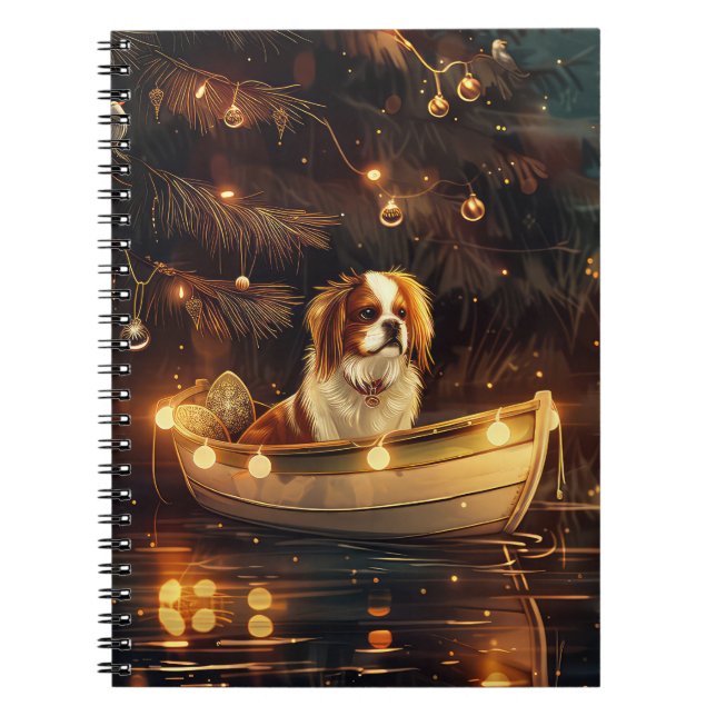 Japanese Chin Christmas Festive Voyage  Notebook (Front)