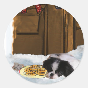 Japanese Chin Christmas Gifts Classic Round Sticker
