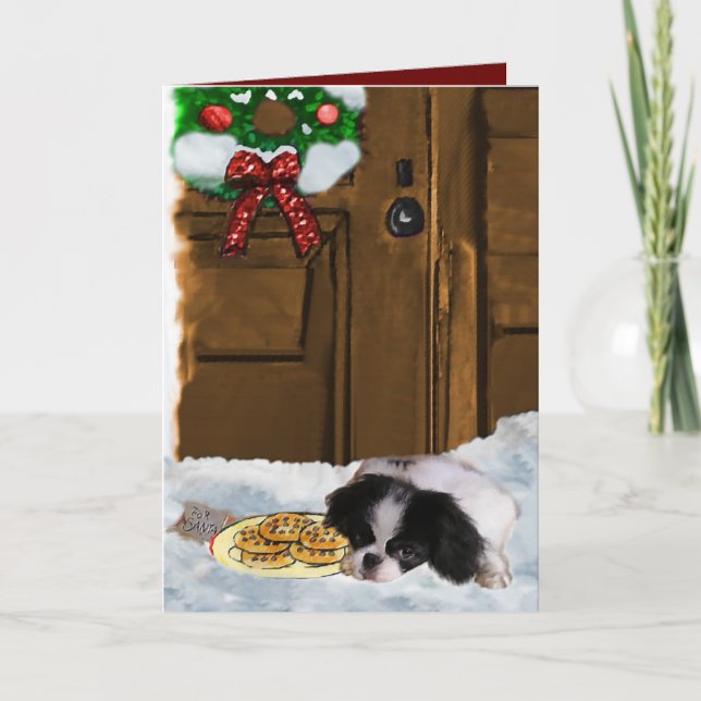 Japanese Chin Christmas Gifts Holiday Card (Front)