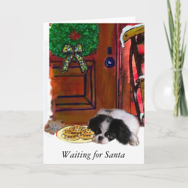 Japanese Chin Christmas Gifts Holiday Card (Front)