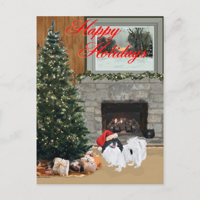 Japanese Chin Christmas Holiday Postcard (Front)