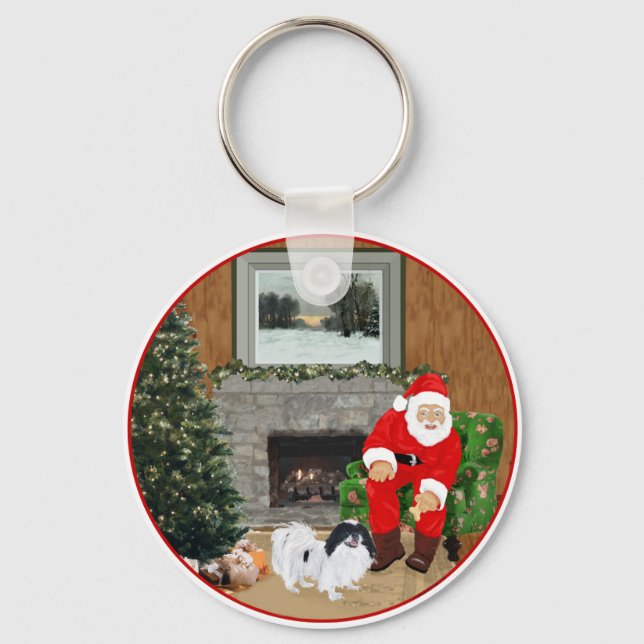 Japanese Chin Christmas Key Ring (Front)
