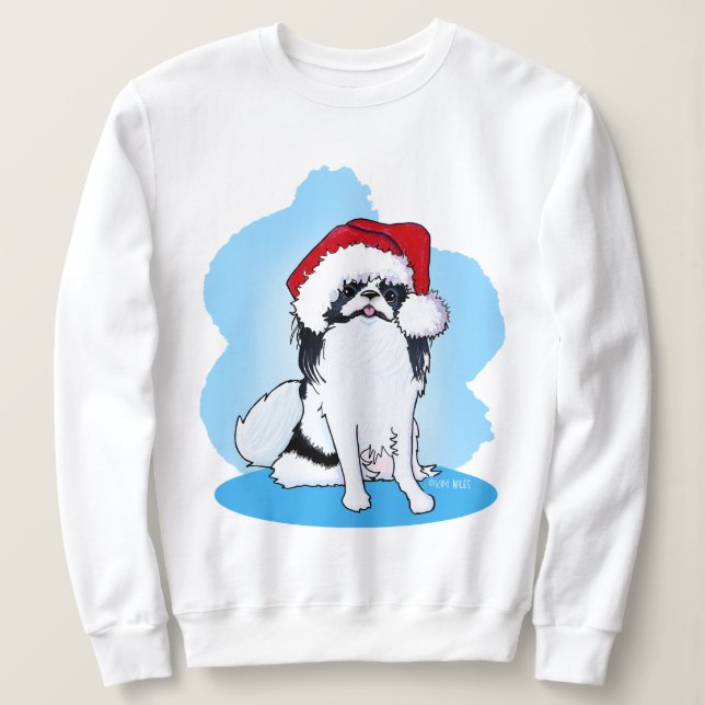 Japanese Chin Christmas Sweatshirt (Design Front)