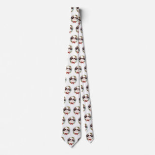 Japanese Chin Christmas Wreath Festive Pup Tie