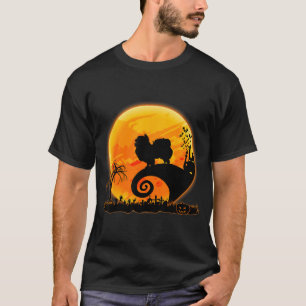 Japanese Chin Dog And Moon Funny Dog Halloween T-Shirt