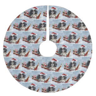Japanese Chin Dog Christmas Festive Brushed Polyester Tree Skirt
