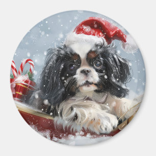 Japanese Chin Dog Christmas Festive Magnet