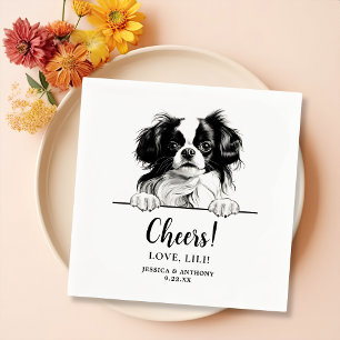 Japanese Chin Dog Hand Drawing Personalised Cheers Napkin