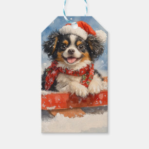 Japanese Chin Dog in Sledge Let it Snow Christmas Gift Tags