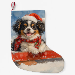 Japanese Chin Dog in Sledge Let it Snow Christmas Small Christmas Stocking