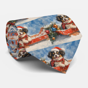 Japanese Chin Dog in Sledge Let it Snow Christmas Tie