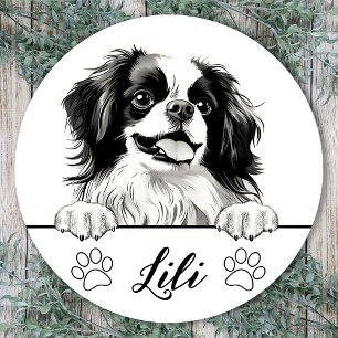 Japanese Chin Dog Personalised Classic Round Sticker