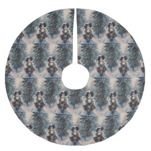 Japanese Chin Dog Riding Motorcycle Christmas Brushed Polyester Tree Skirt