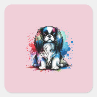 Japanese Chin Dog Square Sticker