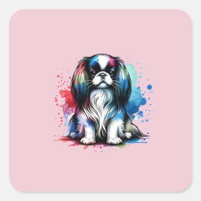 Japanese Chin Dog Square Sticker (Front)