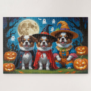 Japanese Chin Dogs Pumpkin Halloween Funny Jigsaw Puzzle