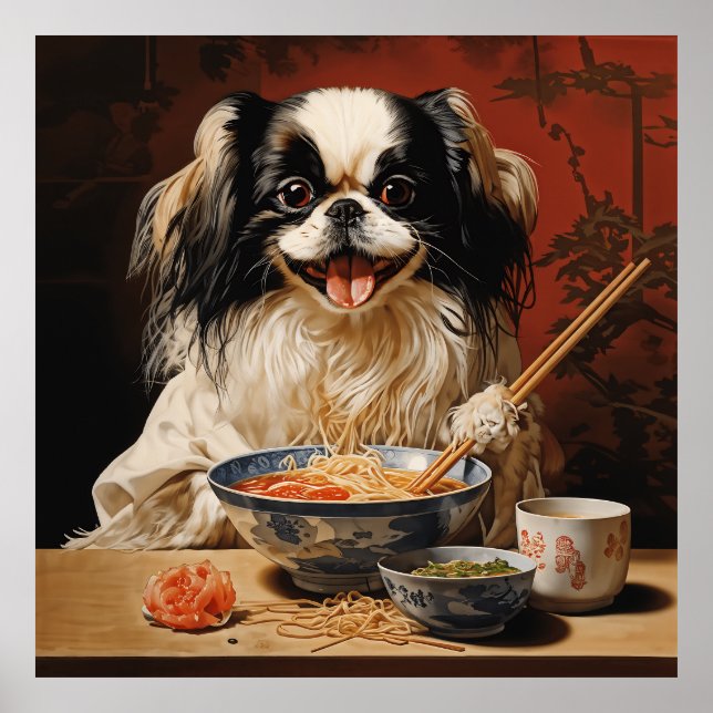 Japanese Chin Eating Ramen Poster (Front)