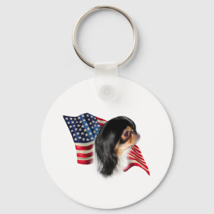 Japanese Chin Flag Key Ring