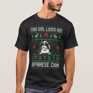 Japanese Chin Girl Cool Ugly Christmas for Dog Mom T-Shirt