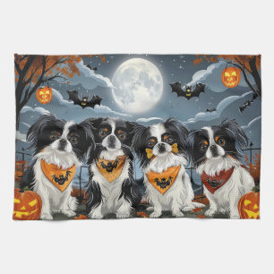 Japanese Chin Halloween Spooky Tea Towel