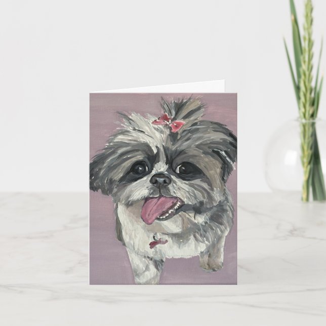 Japanese Chin Hand-painted on Canvas Note Card (Front)