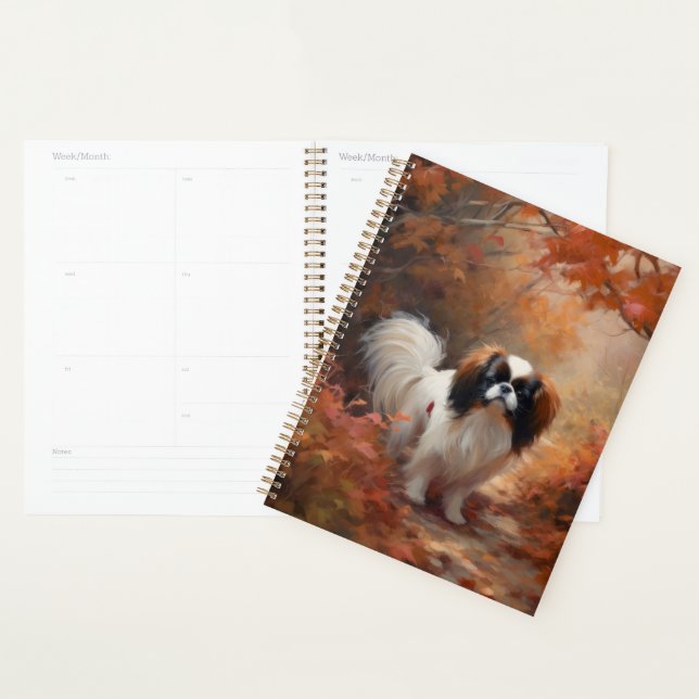 Japanese Chin in Autumn Leaves Fall Inspire Planner (Display)