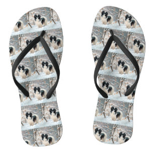 Japanese Chin Let It Snow Christmas Jandals