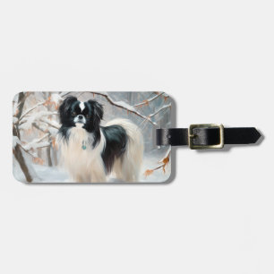 Japanese Chin Let It Snow Christmas Luggage Tag