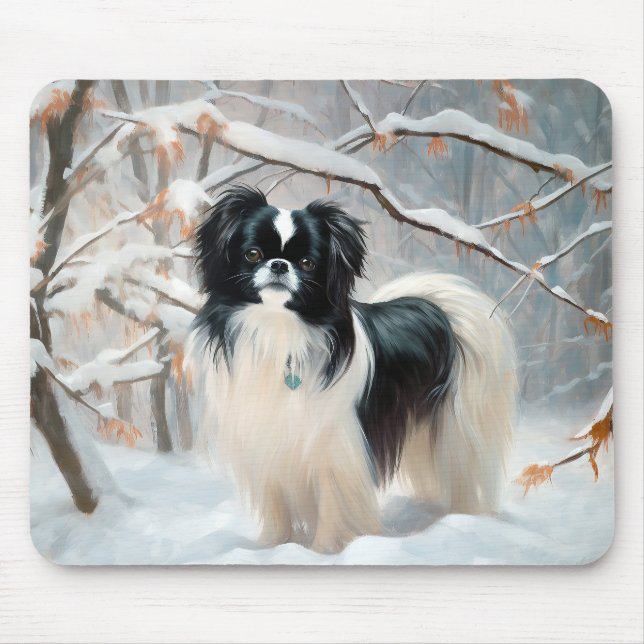 Japanese Chin Let It Snow Christmas Mouse Pad (Front)