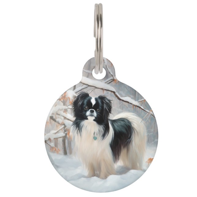 Japanese Chin Let It Snow Christmas Pet Tag (Front)