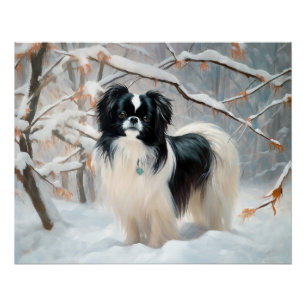Japanese Chin Let It Snow Christmas Poster