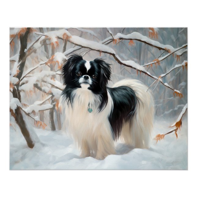 Japanese Chin Let It Snow Christmas Poster (Front)