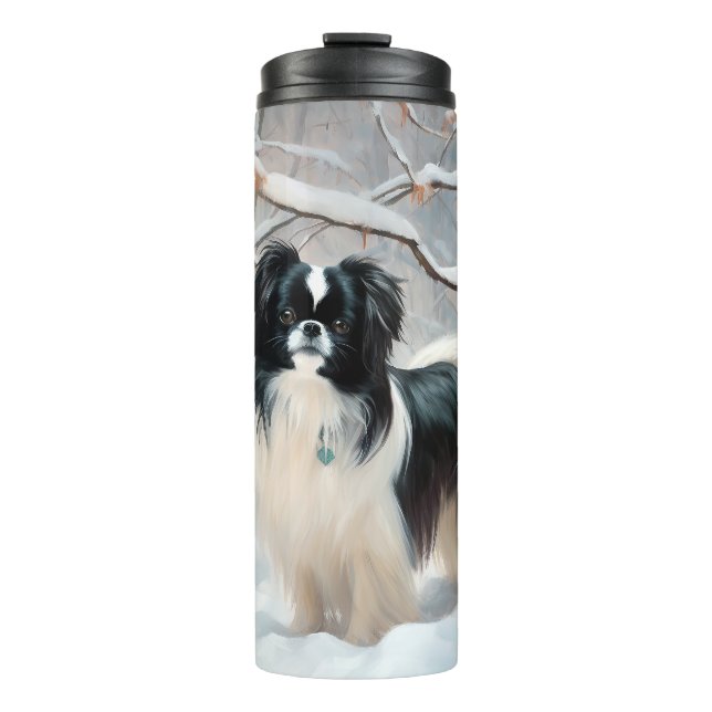 Japanese Chin Let It Snow Christmas Thermal Tumbler (Front)