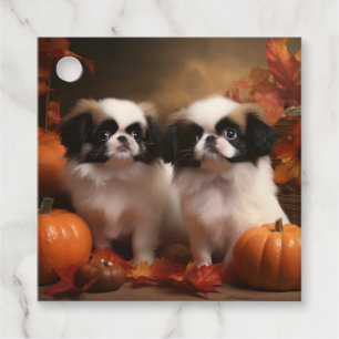 Japanese Chin Puppy Autumn Delight Pumpkin  Favour Tags