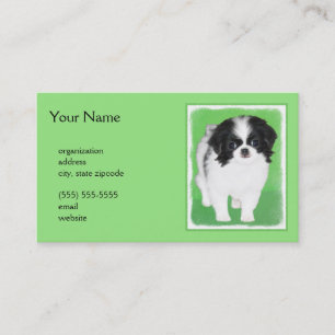 Japanese Chin Puppy Painting - Original Dog Art Business Card