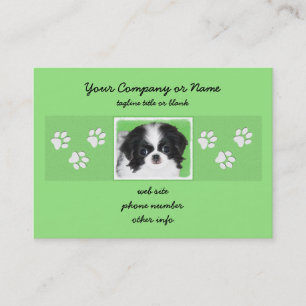 Japanese Chin Puppy Painting - Original Dog Art Business Card