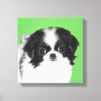 Japanese Chin Puppy Painting - Original Dog Art