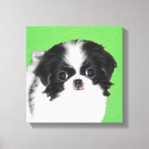 Japanese Chin Puppy Painting - Original Dog Art Canvas Print