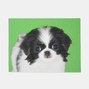 Japanese Chin Puppy Painting - Original Dog Art Doormat