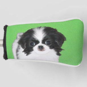 Japanese Chin Puppy Painting - Original Dog Art Golf Head Cover