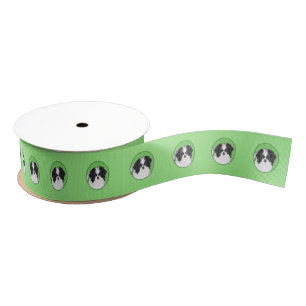 Japanese Chin Puppy Painting - Original Dog Art Grosgrain Ribbon