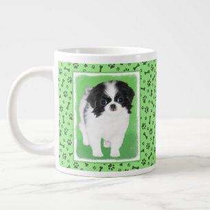 Japanese Chin Puppy Painting - Original Dog Art Large Coffee Mug