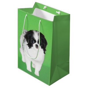 Japanese Chin Puppy Painting - Original Dog Art Medium Gift Bag