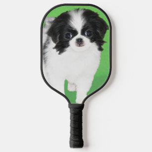 Japanese Chin Puppy Painting - Original Dog Art Pickleball Paddle
